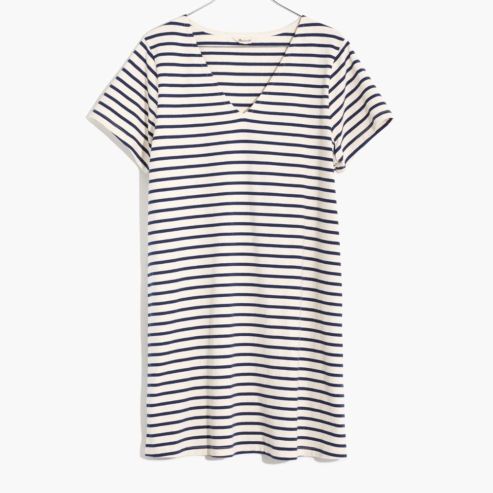 Madewell Relaxed Tee Dress in Yorktown Stripe Nautical in NavyCream Size M‎